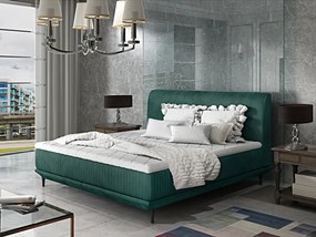 Letto matrimoniale boxspring Australia - 180 x 200 cm , Tessuto vellutato verde