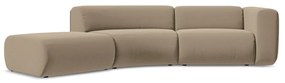 Chaise longue beige (con penisola a sinistra) con rivestimento in velluto Ekahi – Makamii