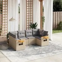 Set Divano da Giardino 6 pz con Cuscini Beige in Polyrattan 3227102