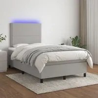 Letto a Molle Materasso e LED Grigio Chiaro 120x200 cm Tessuto cod mxl 64681