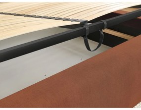 Letto matrimoniale imbottito arancione con vano contenitore con griglia 180x200 cm Jagna - Bobochic Paris