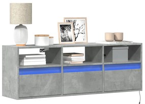 Mobile Tv A Parete Con Luci Led Grigio Cemento 130x31x45 Cm /