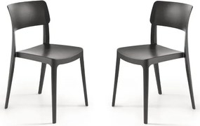 Sedia impilabile da giardino in polipropilene - FRA Antracite 2 pezzi