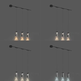 Sistema di illuminazione su binario moderno con 3 luci a sospensione nere monofase - Magnetic Vance