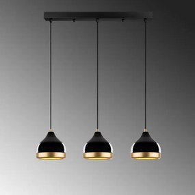 Lampadario a sospensione con cavo YILDO 3xE27/40W/230V nero/oro