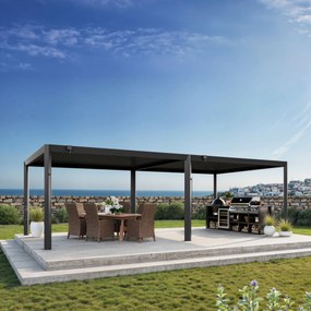 PRIMEYARD Pergola 4x8m, tetto lamellare, antracite - (GFPV01128)