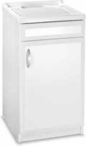 Mobile lavatoio con 1 anta 50x50 cm in Pvc con vasca in resina Bianco