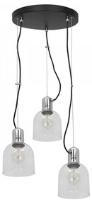 Lampadario su filo BANCO 3xE27/60W/230V trasparente tondo