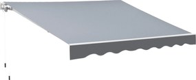 Tenda da Sole da Esterno 250x200 cm Avvolgibile Manualmente in Alluminio e Poliestere Grigio e Bianco...