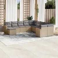 Set Divano da Giardino 11 pz con Cuscini Beige Misto Polyrattan 3226570