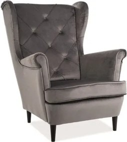 Poltrona Lady in velluto grigio Blu14/wenge