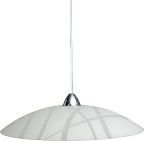 Sospensione D50 1xE27 Montatura Bianco-Cromo Vetro Lastra Bianco E-Energy Dario...