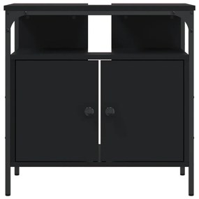 Mobile lavabo bagno nero 60x30x60 cm in legno multistrato