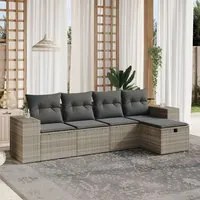 Set Divano da Giardino 5pz con Cuscini Grigio Chiaro Polyrattan 3264398