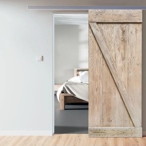 Porta scorrevole reversibile Horse Wengé in mdf beige, L 86 x H 212 cm, con binario Alu/legno