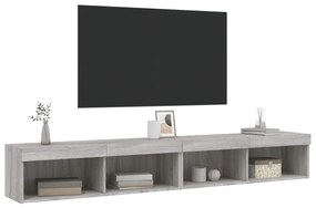 Mobili TV con Luci LED 2pz Grigio Sonoma 100x30x30 cm
