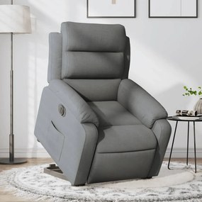 Poltrona Alzapersona Reclinabile Elettrica Grigio Scuro Tessuto /