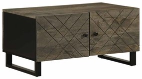 Tavolino Da Salotto Nero 80x50x40 Cm İn Legno Massello Di Mango /