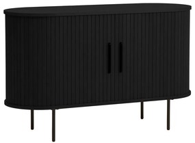 Cassettiera nera con effetto rovere con ante scorrevoli 120x76x45 cm Nola – Unique Furniture