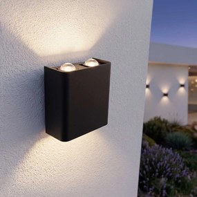 Applique da Parete Quadrata Bidirezionale 4W CCT IP54 Nera Colore Bianco Variabile CCT
