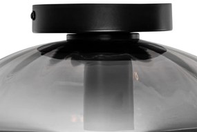 Plafoniera Art Déco nera con vetro fumé - Ayesha