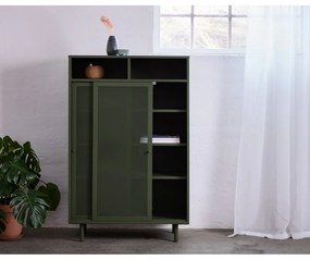 Armadietto in verde scuro in metallo con ante scorrevoli 90x140x40 cm Veep – Unique Furniture