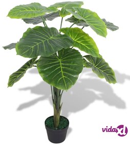 vidaXL Taro Pianta Artificiale con Vaso 85 cm Verde
