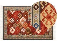 Tappeto di lana multicolore kilim tessuto a mano 140 x 200 cm soggiorno camera da letto