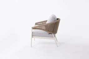 Salotto Da Esterno 5 Posti In Alluminio E Corda Con Tavolino Celia Bianco