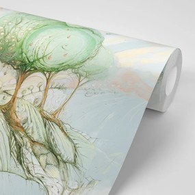 Carta da parati – Alberi su Campo Pastello