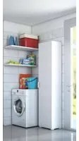 Armadio multiuso Aquilegia, Mobile lineare a 1 Anta battenti e 4 ripiani regolabili, Mobile a colonna per bagno, Made in Italy, Cm 45x45h195, Bianco