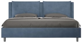 Letto Matrimoniale rivestito in Microfibra - APPIA Tipologia Letto: Con Rete, Dimensione Rete: 170x190, Colore: Blu