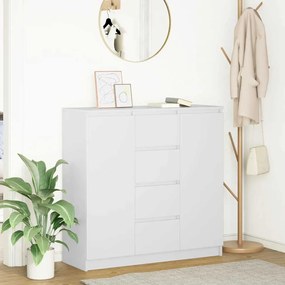 Credenza Con Cassetti Bianco 100,5x35x98,5 Cm Legno Multistrato /