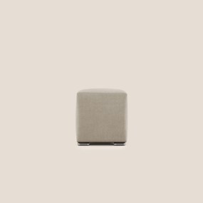 Cube pouf in tessuto morbido impermeabile T02 beige