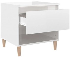 Comodini 2 pz Bianco Lucido 50x46x50 cm in Legno Multistrato