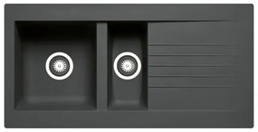 Lavello integrato 1.5 vasche con gocciolatoio laterale destro o sinistro DELINIA Scirocco resina L 50 x L 100 cm nero