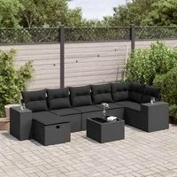 Set Divani da Giardino con Cuscini 8 pz Nero in Polyrattan 3325711