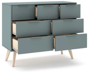 Cassettiera bassa verde-grigio 120x83 cm Pisco - Marckeric