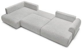 Divano angolare in grigio chiaro allungabile (con penisola a destra/a forma di "U") con rivestimento in velluto a coste Lucien – Bobochic Paris