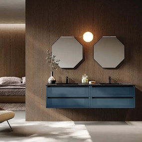 Specchio con illuminazione integrata bagno ottagonale L 75 x H 75 x P 4.5 cm nero