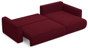 Divano angolare burgundy allungabile/con contenitore (con penisola a destra/con chaise lounge) con rivestimento in velluto Kapua – Makamii
