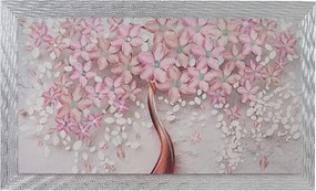 Quadro su tela moderno 72X132 cm tema Albero Della Vita con cornice in legno decorata