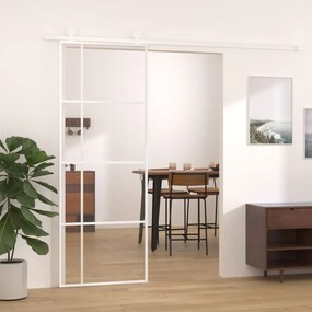 Porta Scorrevole Esg Vetro E Alluminio 76x205 Cm Bianca /