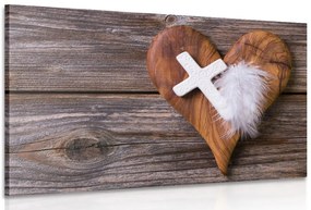 Stampa su tela – Croce su sfondo di legno