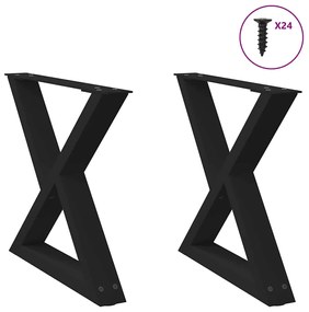 Gambe Per Tavolino 2 Pz Nero 60x(42-43,3) Cm İn Acciaio /
