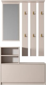 Mobile Da Ingresso  Con Scarpiera Appendiabiti E Specchio Lind Tortora