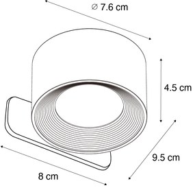 Set di 4 plafoniere e applique moderne nere con LED ricaricabile - Bright