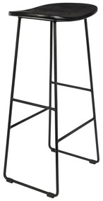 Sedia da bar nera in teak massiccio (altezza della seduta 76 cm) Tangle – White Label