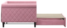 Divano letto con letto estraibile rosa 90x200 cm in velluto