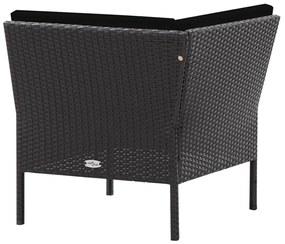 Set Divani da Giardino 6 pz con Cuscini in Polyrattan Nero